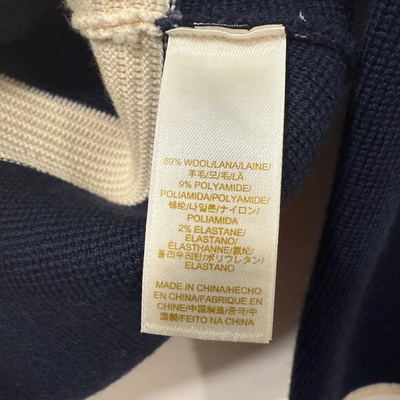 Kate Spade Women's Mayson Sweater Jacket Blazer Cardigan Navy Cream Wool 8 - Picture 7 of 8